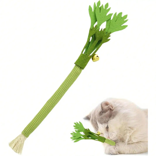 1pc Realistic Celery & Silvervine Cat Toy With Bell, Durable Chew Toy For Pets