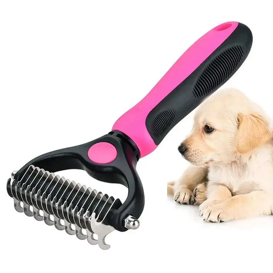 Pet Pro Grooming Tool Pet Grooming Brush, Double Sided Shedding Comb and for Dogs & Cats, Dog Grooming Rakes Tools