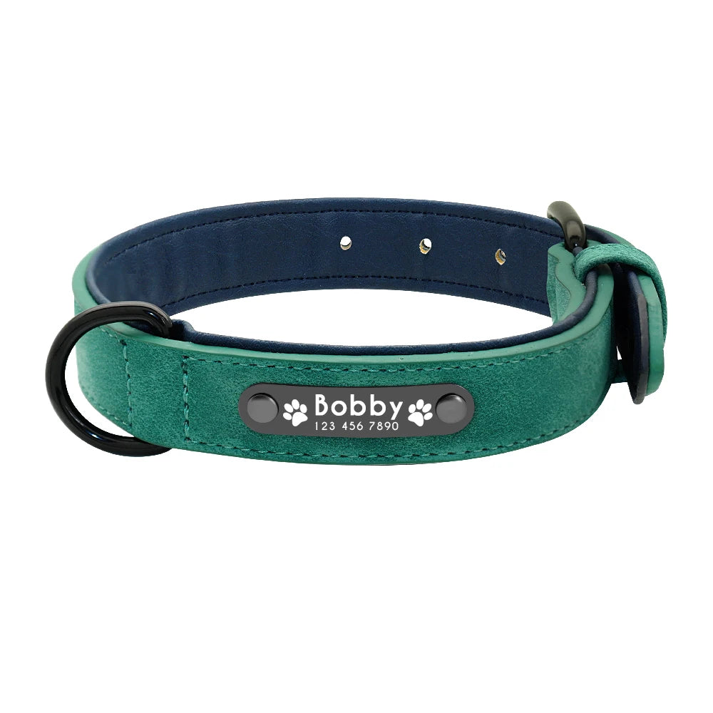 Custom Leather Dog Collar Leash Personalized Pet Collars and Leash Set Durable Leather Collar Lead for Small Medium Large Dogs