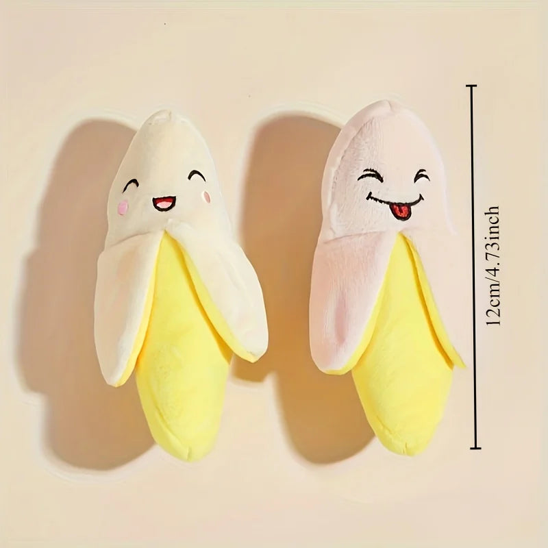 1pc Dog Toy Plush Banana Design, Durable Interactive Banana Shaped Dog Sound Toy, Cute Fruit Design Squeaky Cats&Dogs Toy