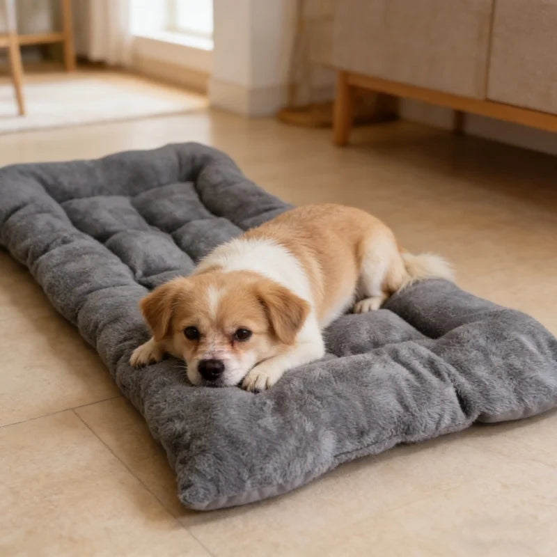 Extra Large Plush Dog Bed Sofa Thickened Super Soft Polyester Pet Mat Dog Crate Mat Bed For Small Medium Large Dog Bed