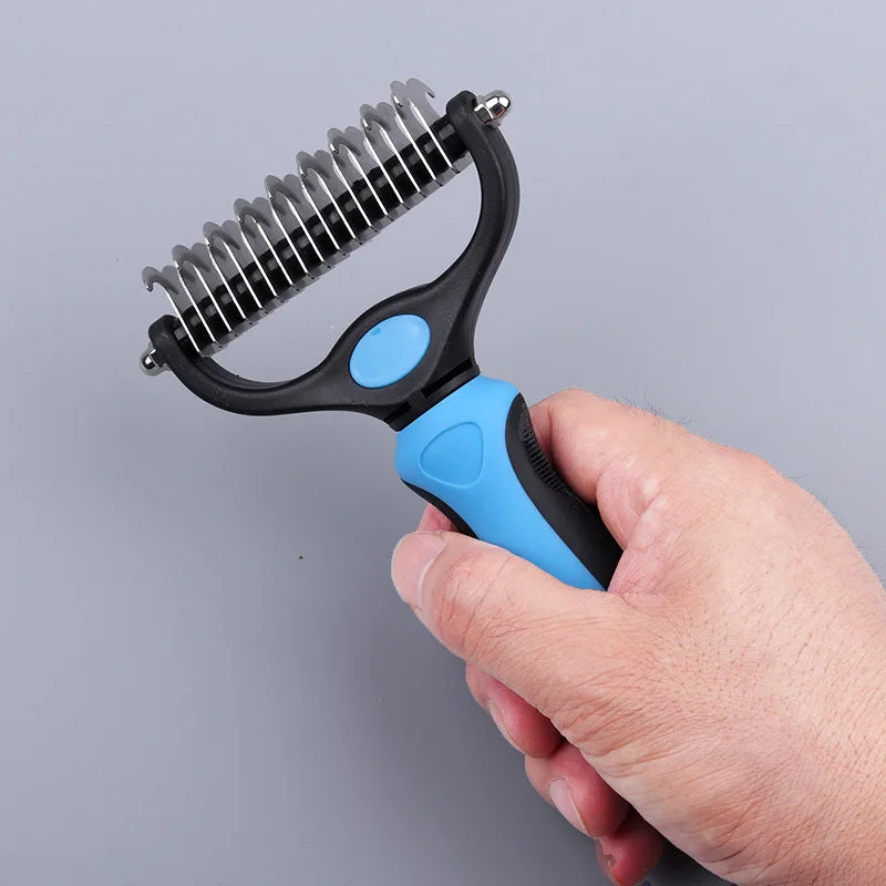 Pet Pro Grooming Tool Pet Grooming Brush, Double Sided Shedding Comb and for Dogs & Cats, Dog Grooming Rakes Tools