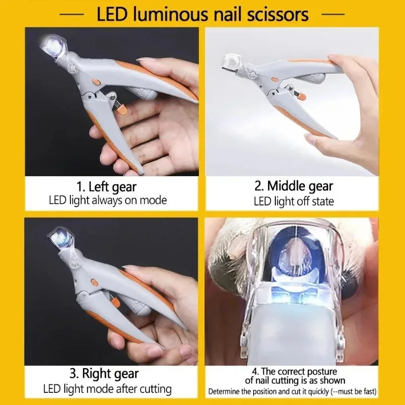 LED Pet Nail Scissors for Dogs & Cats – Professional Toenail Clipper Tool, Sharp Cutter