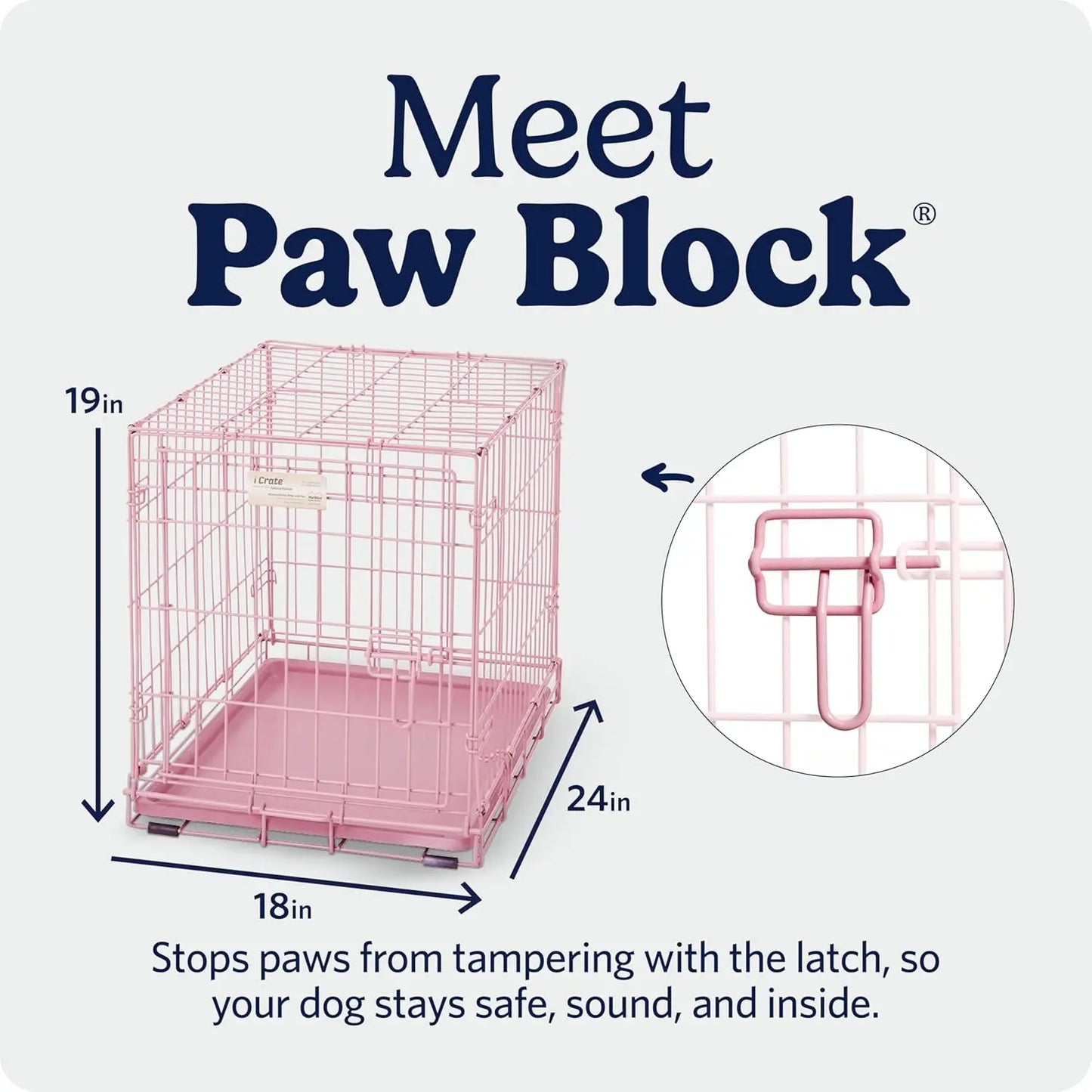 MidWest Homes for Pets 24-Inch Pink Fashion iCrate for Small Breeds, 12-20 lbs, Single Door Folding Dog Crate with Divider Panel, Leak-Proof Tray & Secure Latch, Portable, Durable & Easy to Assemble