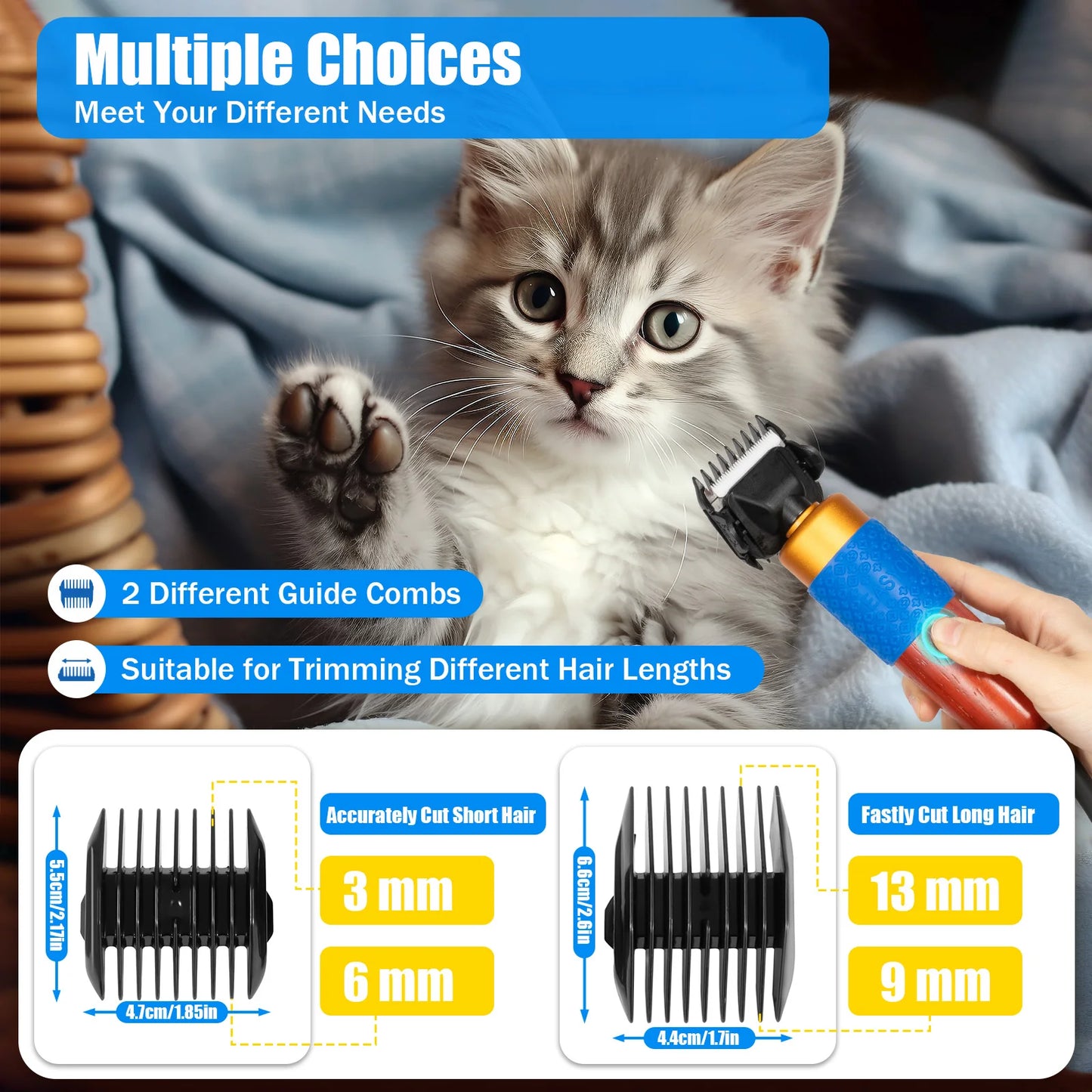 200W Plug-in Sheep Goat Shearer Low Noise Pet Hair Clipper 2000-6600rpm Electric Clipper for Dog Alpaca Rabbit and Trimming Tufted Carpets