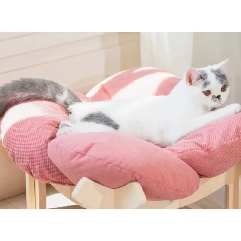 With Soft Cushion Three-Color Wooden High Leg Cat Bed - Comfortable Pet Sofa, Ideal for Cats And Small Dogs, Includes Hardware T