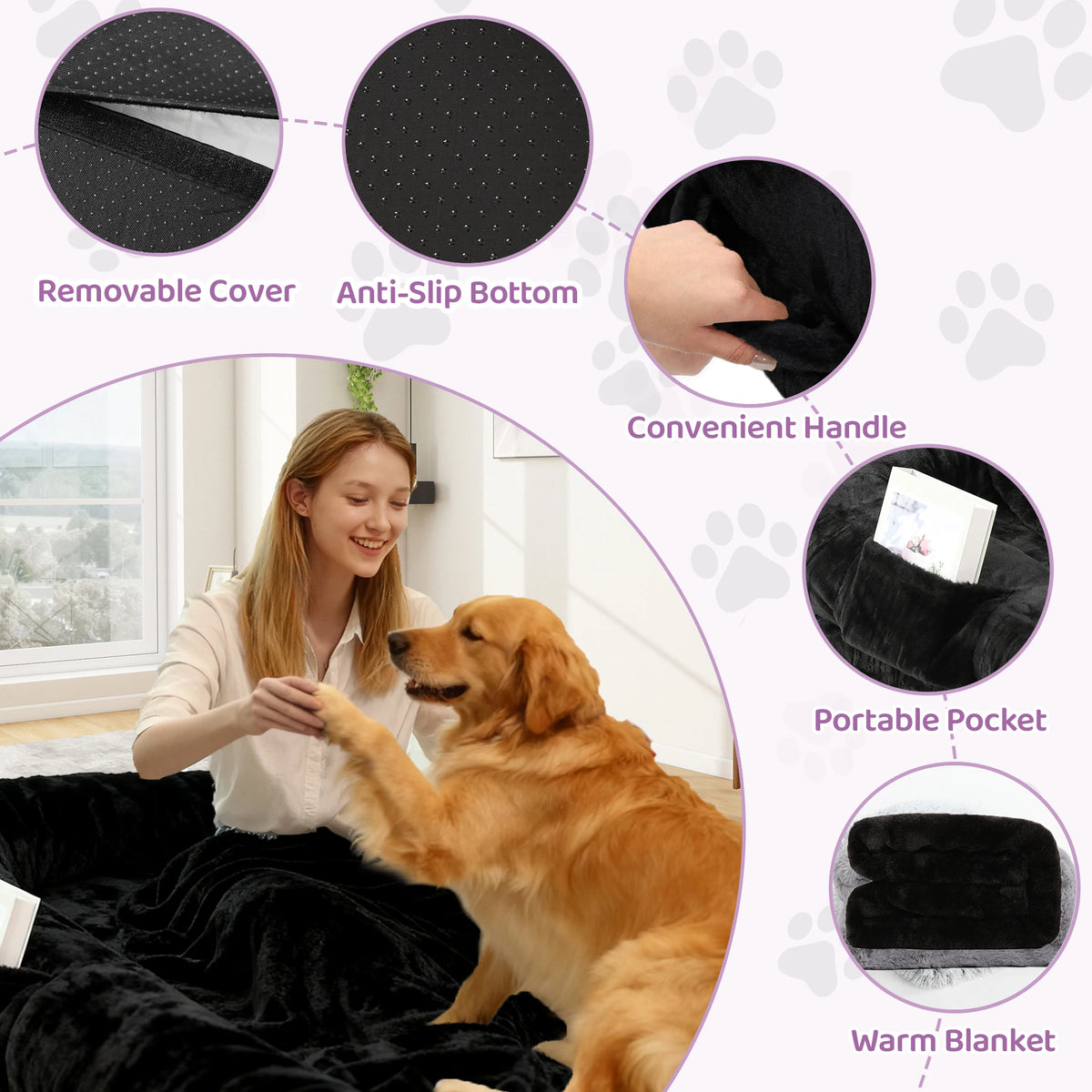 Human Dog Bed for Adults Large Human Size Dog Bed, Orthopedic Design with Removable Cover